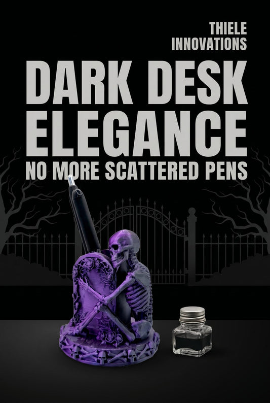 Skull and Roses Gothic Pen Holder