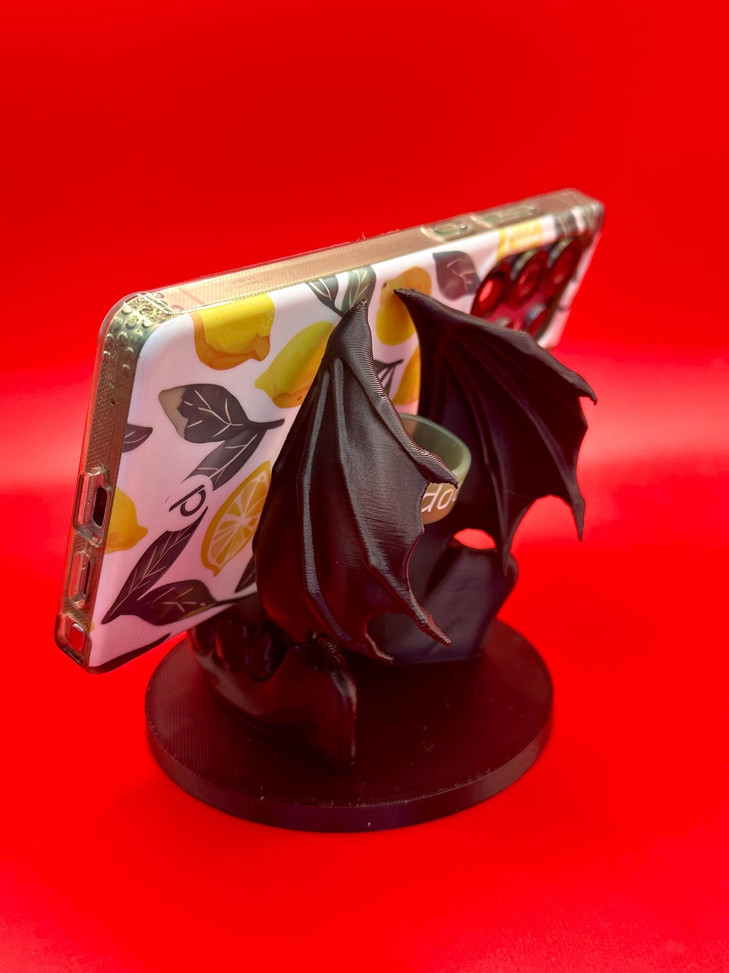 Gothic Phone Stand with Bat Wings | Universal Desk Holder | Works with All Phones & Cases