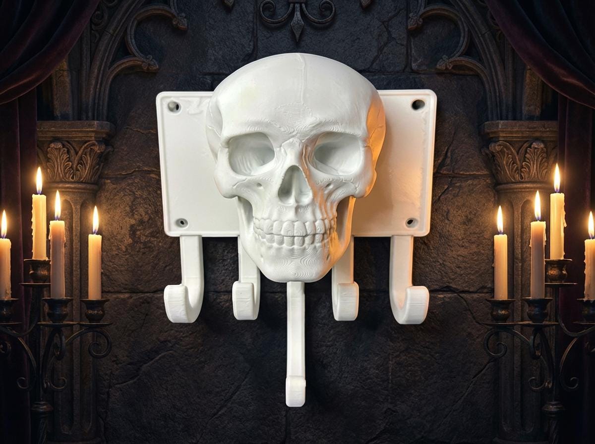 Goth Human Skull Coat Holder