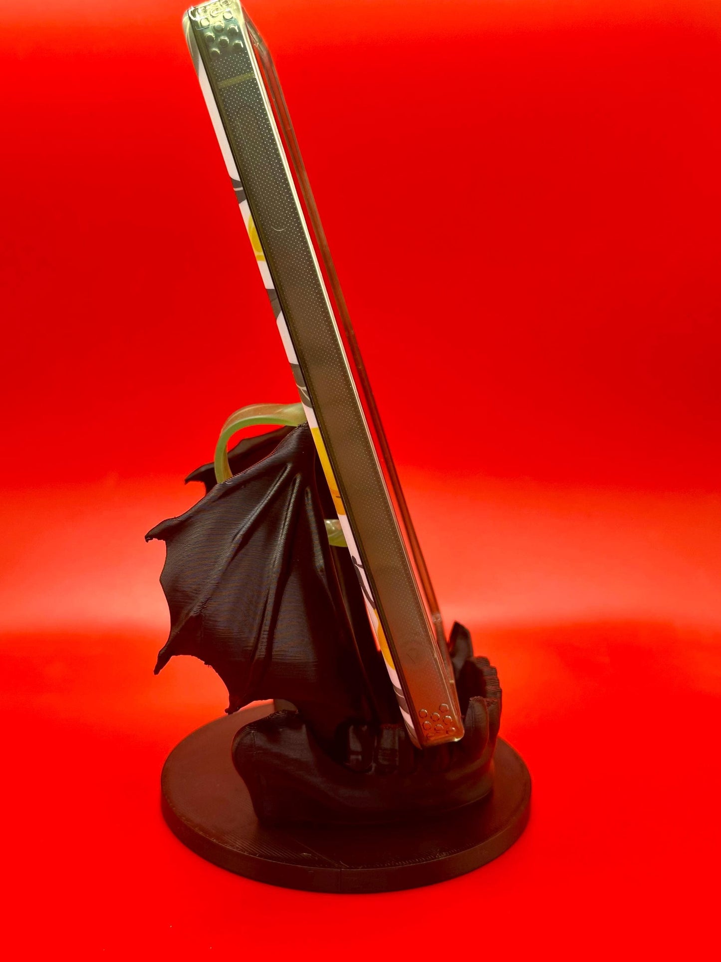 Gothic Phone Stand with Bat Wings | Universal Desk Holder | Works with All Phones & Cases