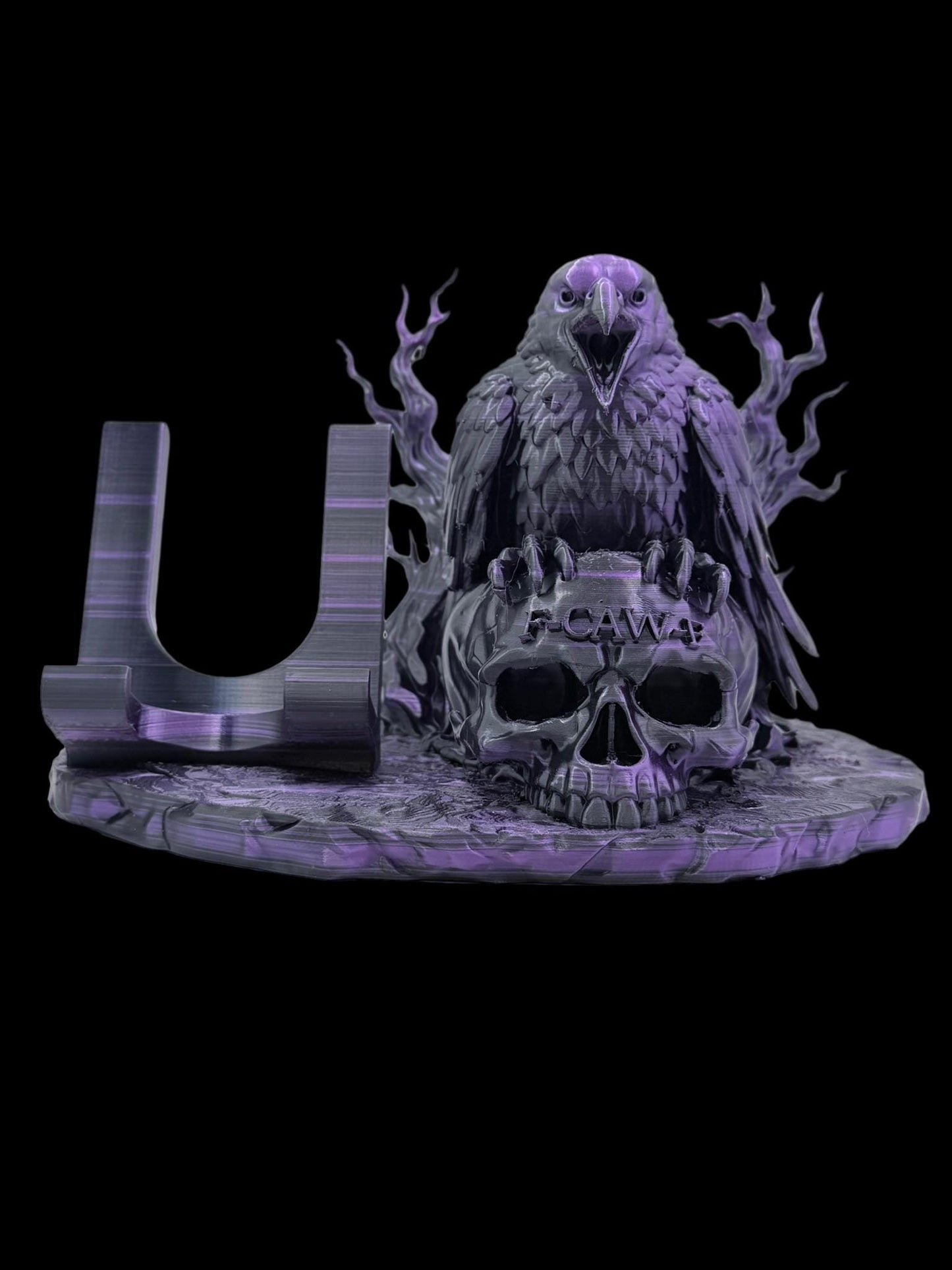 Gothic Crow Skull Phone Stand | 3D Printed Gothic Desk Decor| Loop Case & PopSocket Compatible