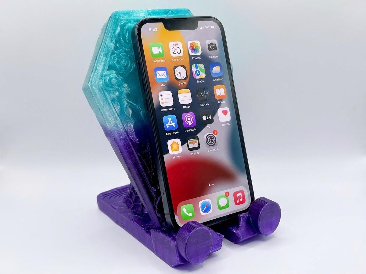 The Necrobloom Coffin Phone Stand