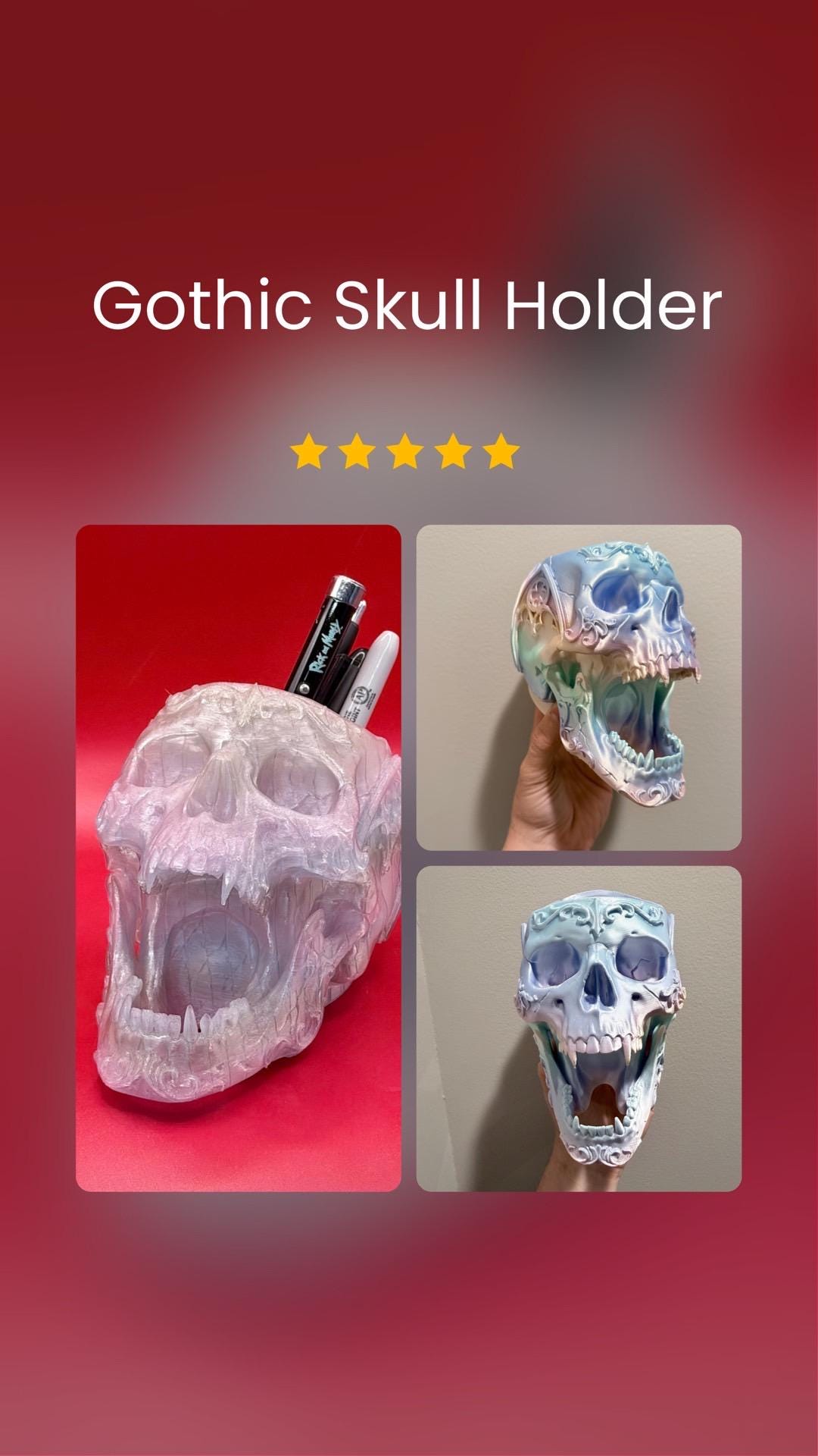 Gothic Skull Utensil Holder