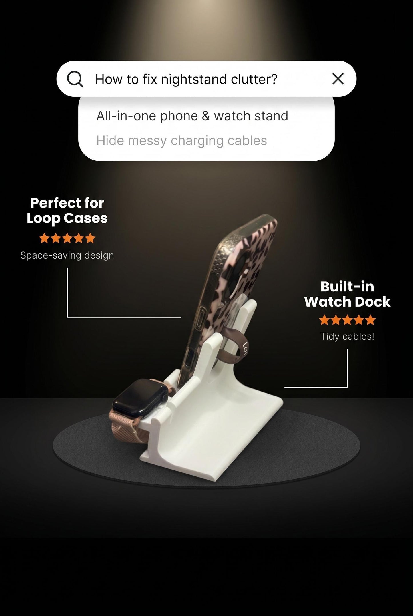 Phone and Apple Watch Holder for Grip Cases