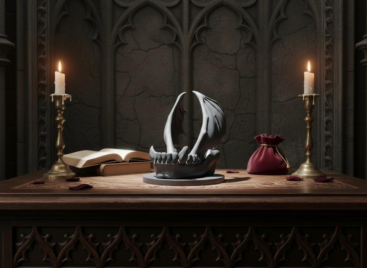 Gothic Phone Stand with Bat Wings | Universal Desk Holder | Works with All Phones & Cases