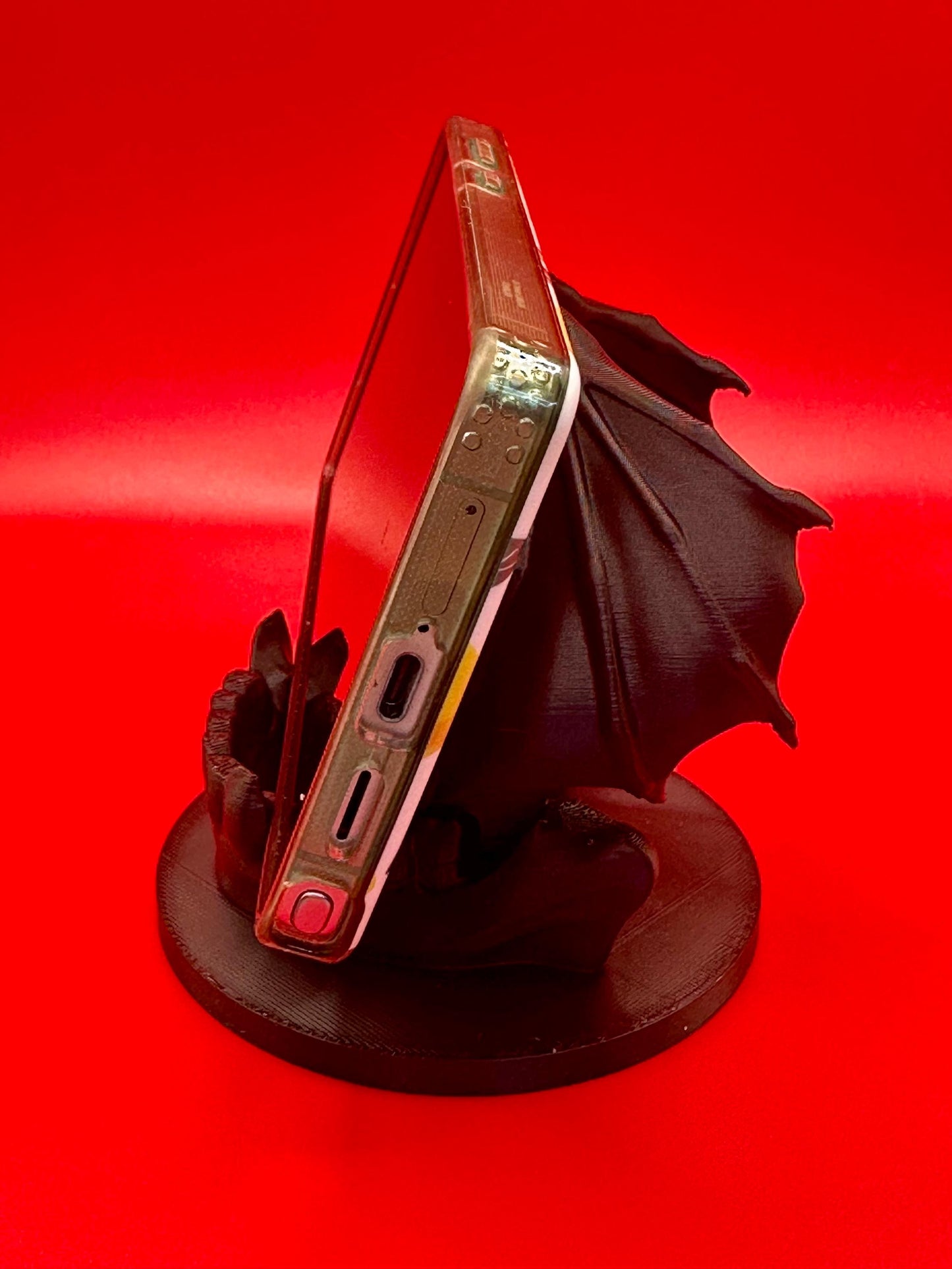 Gothic Phone Stand with Bat Wings | Universal Desk Holder | Works with All Phones & Cases