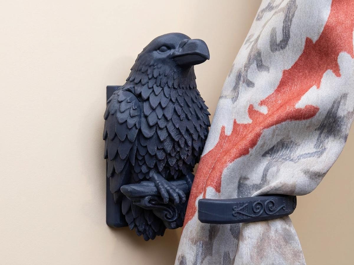 Gothic Raven Curtain Holder Set of 2 – Dark Fantasy Wall Decor
