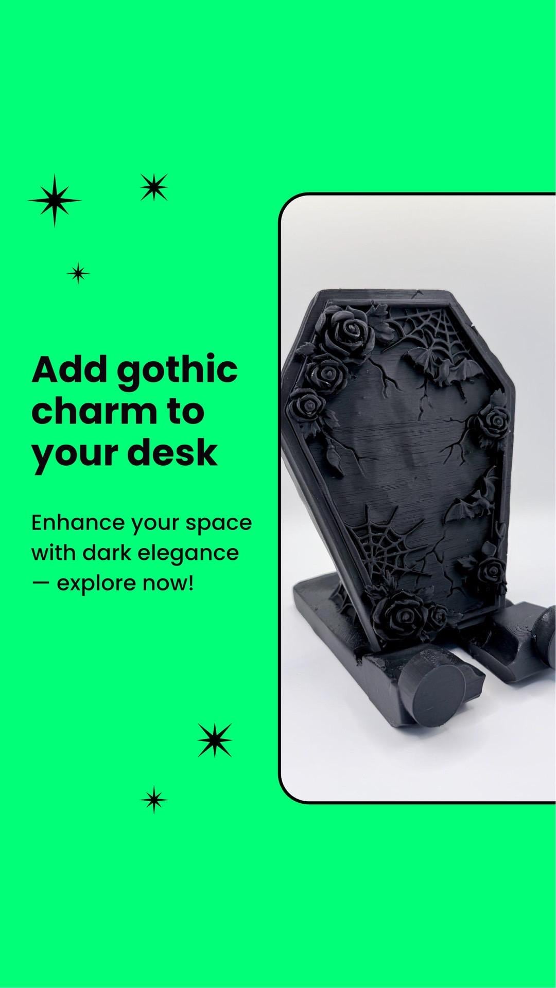 The Necrobloom Coffin Phone Stand