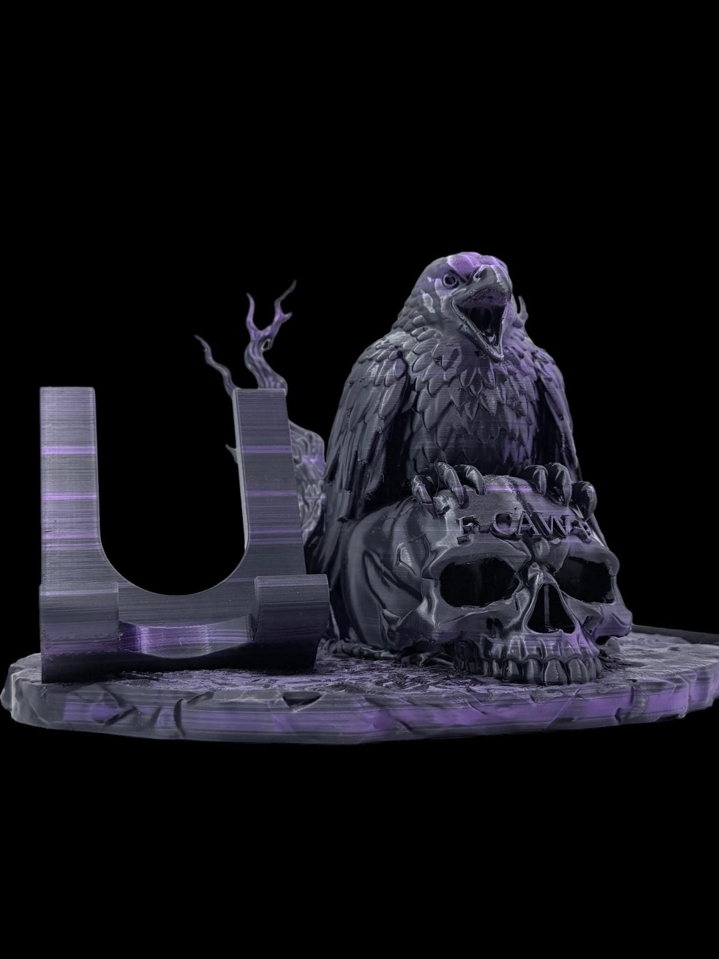 Gothic Crow Skull Phone Stand | 3D Printed Gothic Desk Decor| Loop Case & PopSocket Compatible