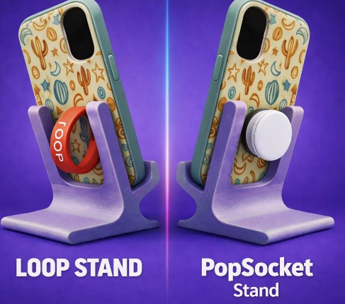 PopSocket & Loop Case Phone Stand | Wobble‑Free Grip Holder | 3D Printed Desk Stand
